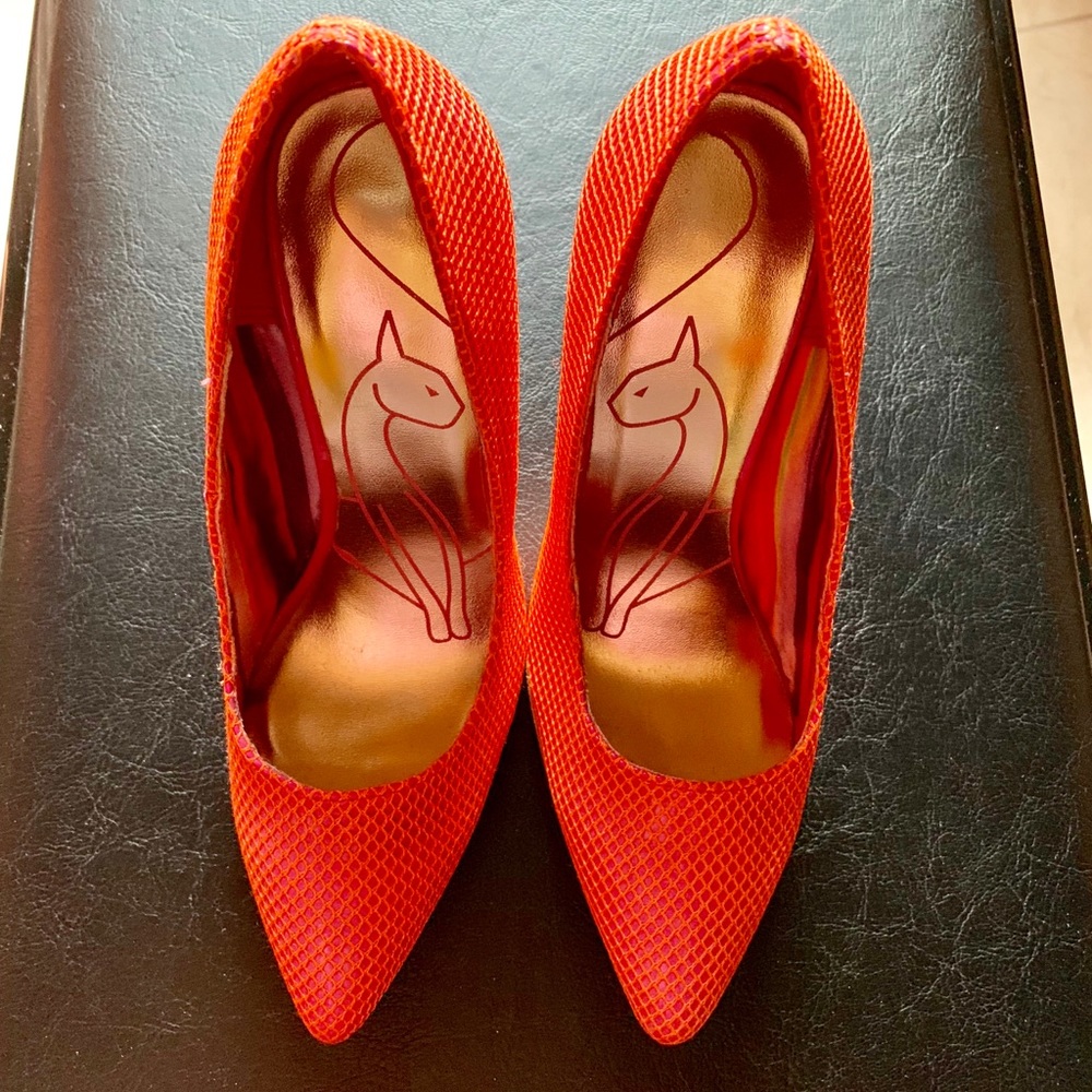 Baby Phat, Orange & Purple Fish Net Heels